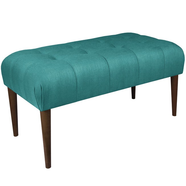 Jasper Tufted Bench with Cone Legs, ZUMA PEACOCK, hi-res image number 0