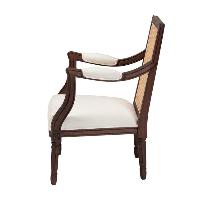 Garridan Traditional French Beige Fabric And Dark Brown Finished Wood Accent Chair, , alternate image number null