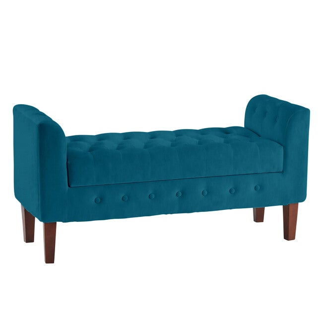 Elyse Tufted Storage Bench, DUSTY TURQUOISE, hi-res image number null