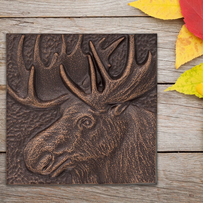 Moose 8 inches x 8 inches Indoor Outdoor Wall Decor, ANTIQUE COPPER, hi-res image number null
