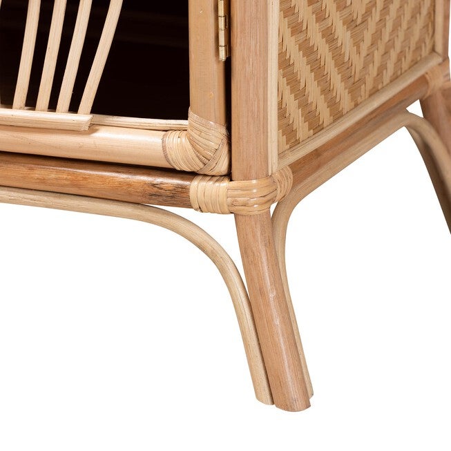 Danna Modern Bohemian Natural Brown Rattan Nightstand, , alternate image number 6
