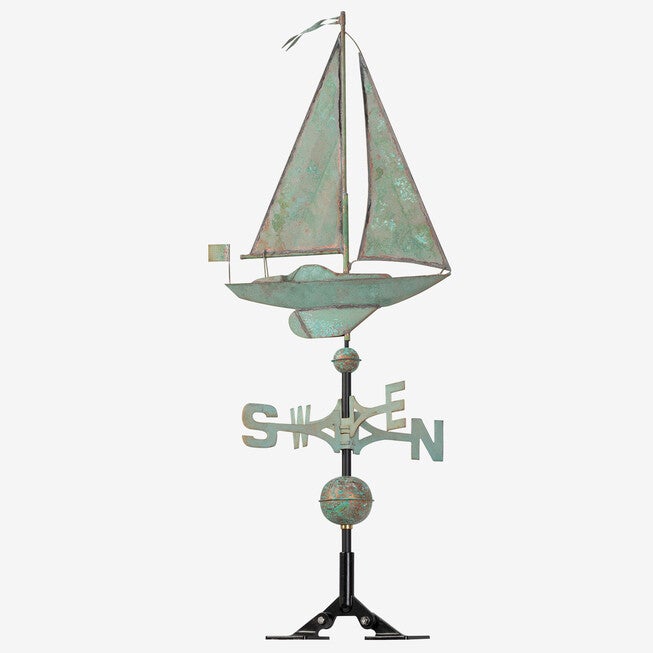 Copper Sailboat Weathervane, VERDIGRIS, hi-res image number null