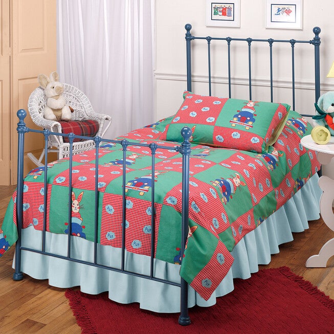 Twin Bed with Bed Frame 76 inchesL x 39 ½"W x 48 ½"H, BLUE, hi-res image number 0