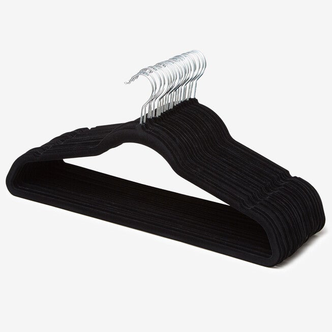 Mia Velvet Hangers, Set of 20, BLACK, hi-res image number 0