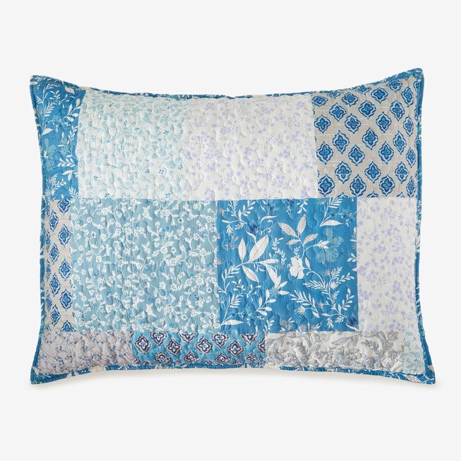 Selena Patchwork Shams, BLUE FLORAL, hi-res image number 0