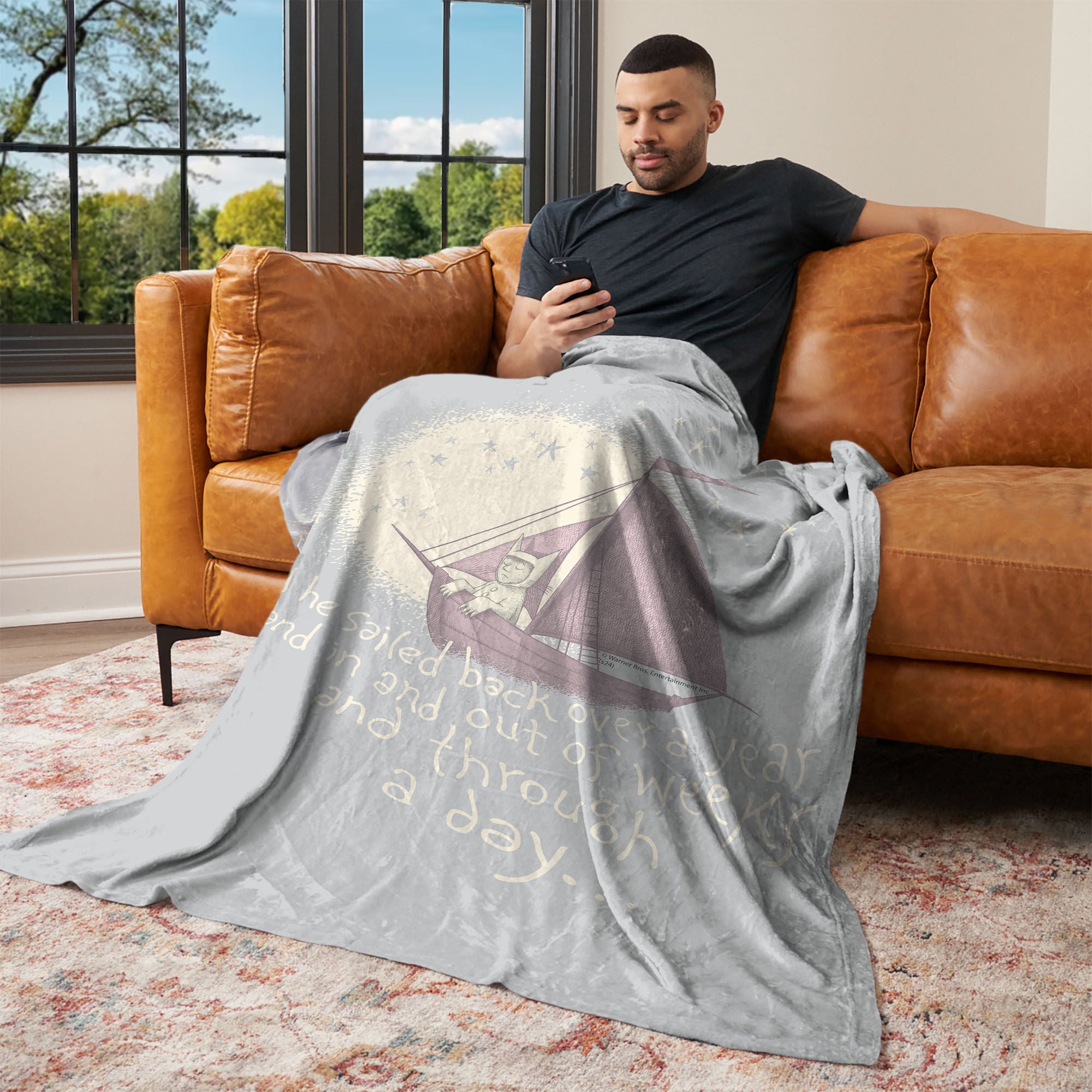 Warner Bros. Where the Wild Things Are He Sailed  Silk Touch Throw Blanket 40x50 Inches, GRAY, alternate image number 2