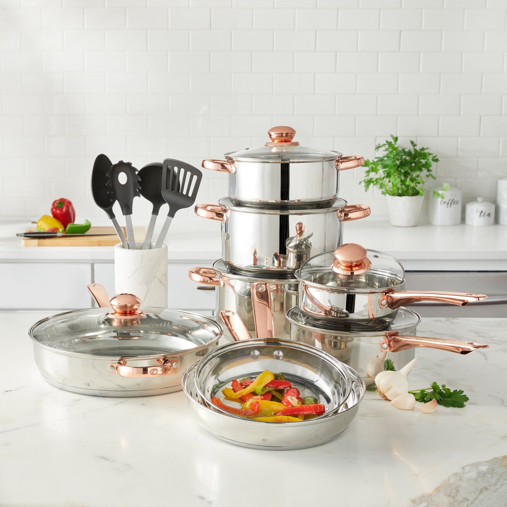 18-Pc. Copper Accent Stainless Set