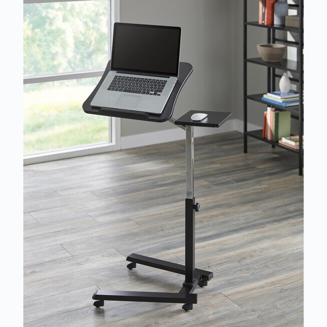 Adjustable Laptop Cart with Work Station, BLACK, hi-res image number 0