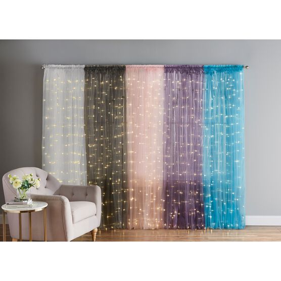 84" Pre-Lit Rod-Pocket Curtain Panel, LIGHT PINK, hi-res image number null