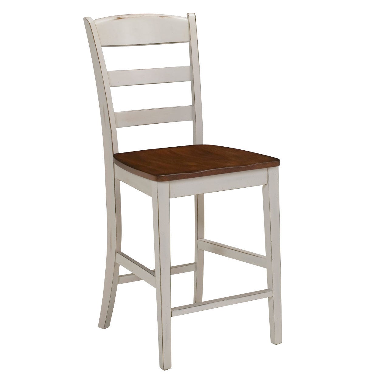 Antique White Finished Bar Stool with Distressed Oak Seat, ANTIQUE WHITE, hi-res image number 0