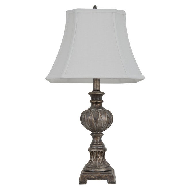 25 inches Carved Silver Tone Table Lamp, SILVER TONE, hi-res image number null