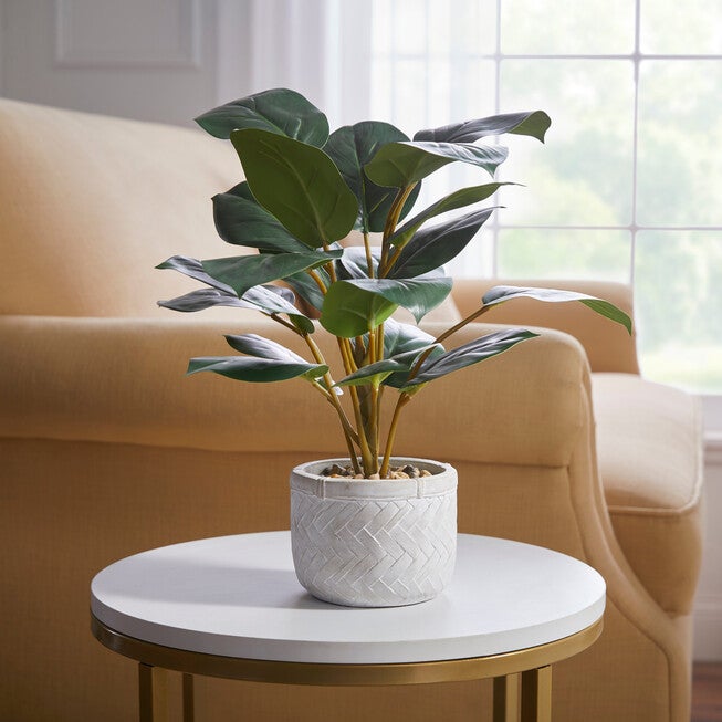 18 inchesH Faux Tabletop Rubber Plant, GREEN, hi-res image number null