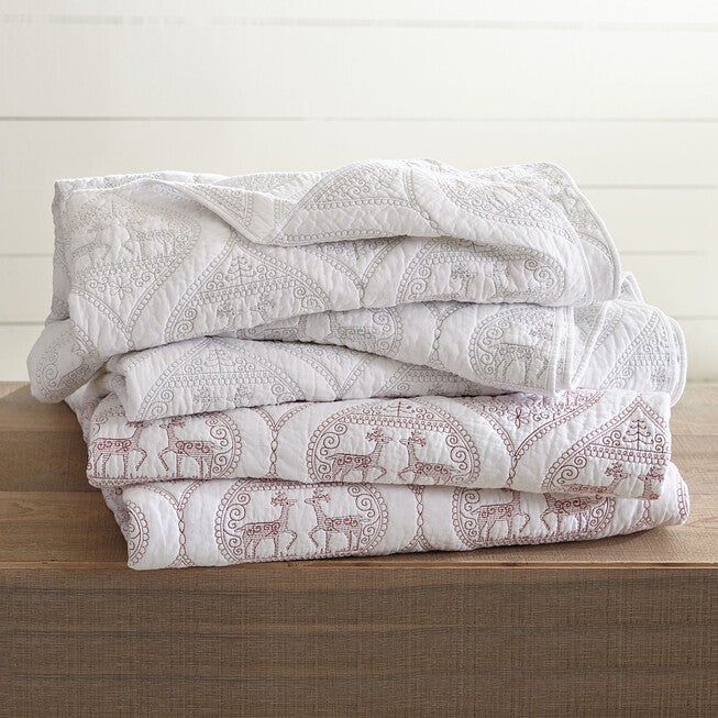 Embroidered Reindeer Christmas Quilt, , alternate image number 1