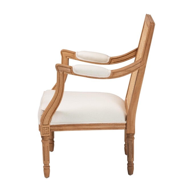 Garridan Traditional French Beige Fabric And Dark Brown Finished Wood Accent Chair, , alternate image number null