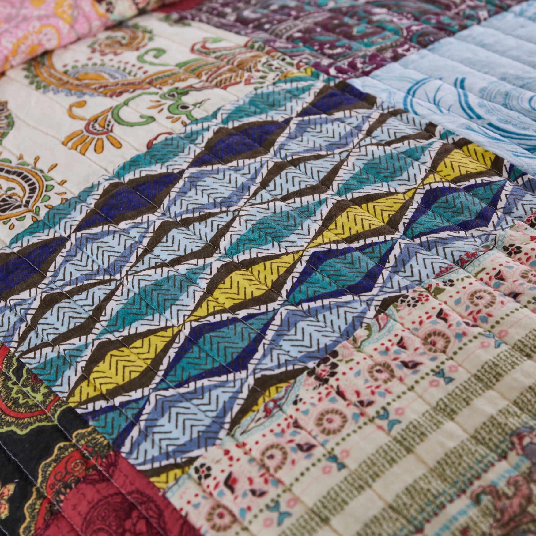 Bohemian Dream Quilted Patchwork Throw Blanket, , alternate image number 2