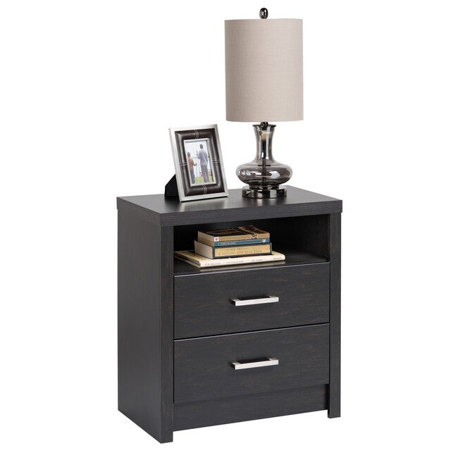 District Tall 2-Drawer Nightstand, BLACK, hi-res image number null