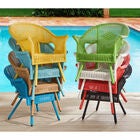 Roma Hand-Woven Resin Wicker Stacking Chair, BLACK, hi-res image number null