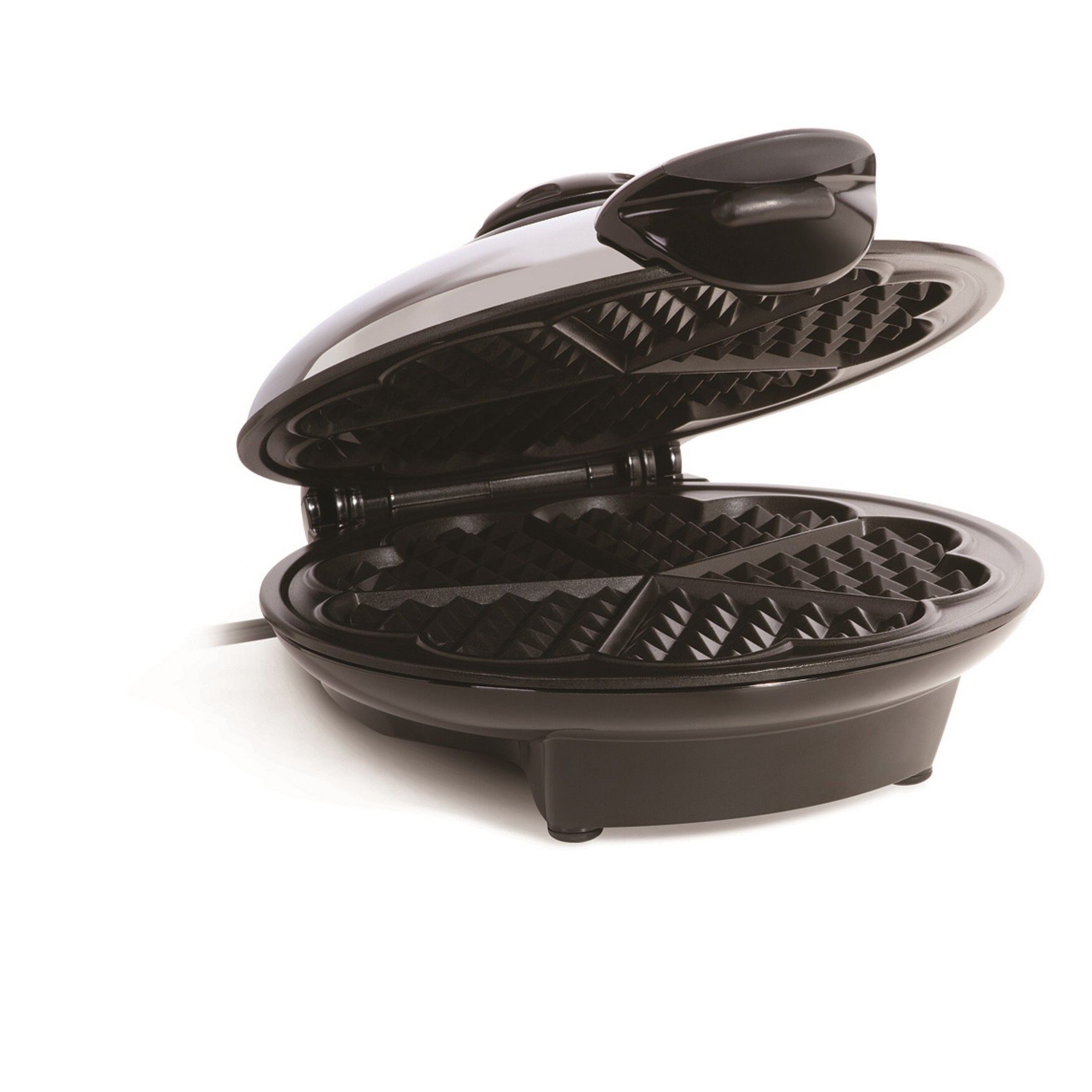 Euro Cuisine Heart Shape Waffle Maker, BLACK AND CHROME, hi-res image number 0