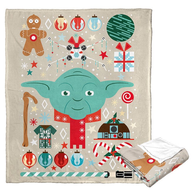 Star Wars Yoda Xmas Silk Touch Throw Blanket, O, hi-res image number null