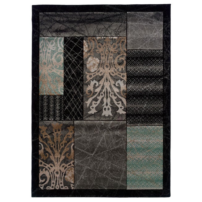 Milan Black/Black 5'X8' Area Rug, BLACK BLOCK, hi-res image number null