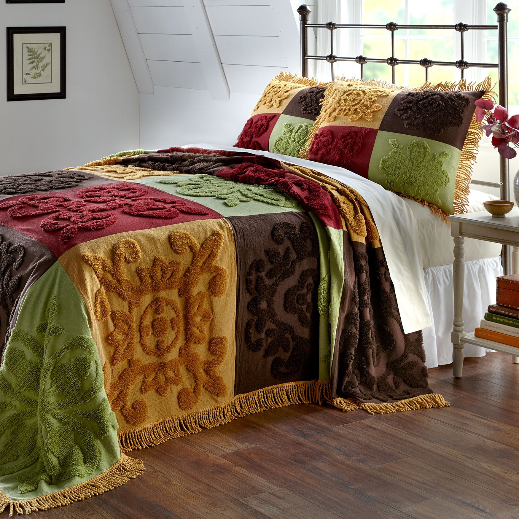 BrylaneHome Josephine Patchwork Bedspread Red Multi King