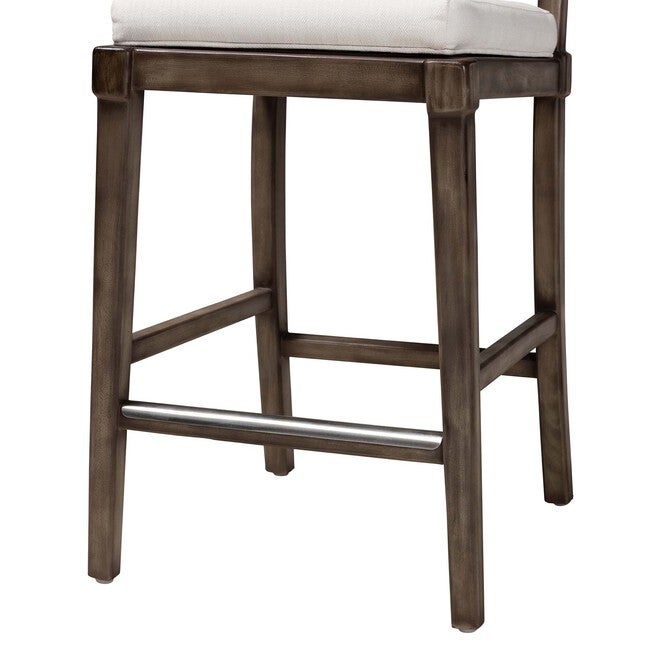 Porsha Modern Bohemian Dark Brown Finished Mahogany Wood And Natural Rattan Counter Stool, , alternate image number null