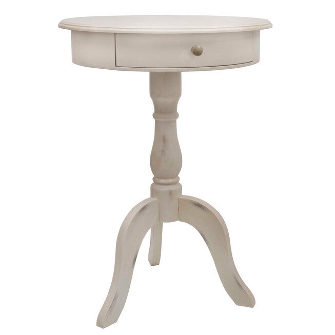 Pedestal Table with Drawer, ANTIQUE WHITE, hi-res image number null
