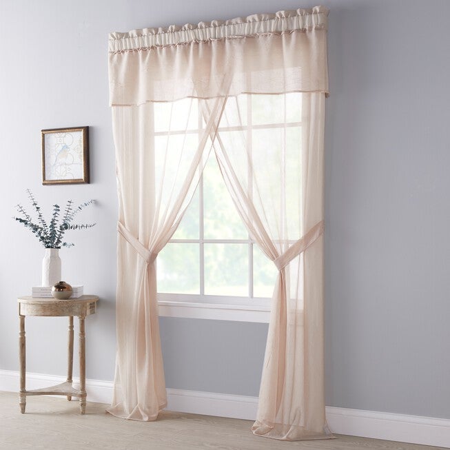 BH Studio Crushed Voile 5-Pc. One-Rod Set, ECRU, hi-res image number null