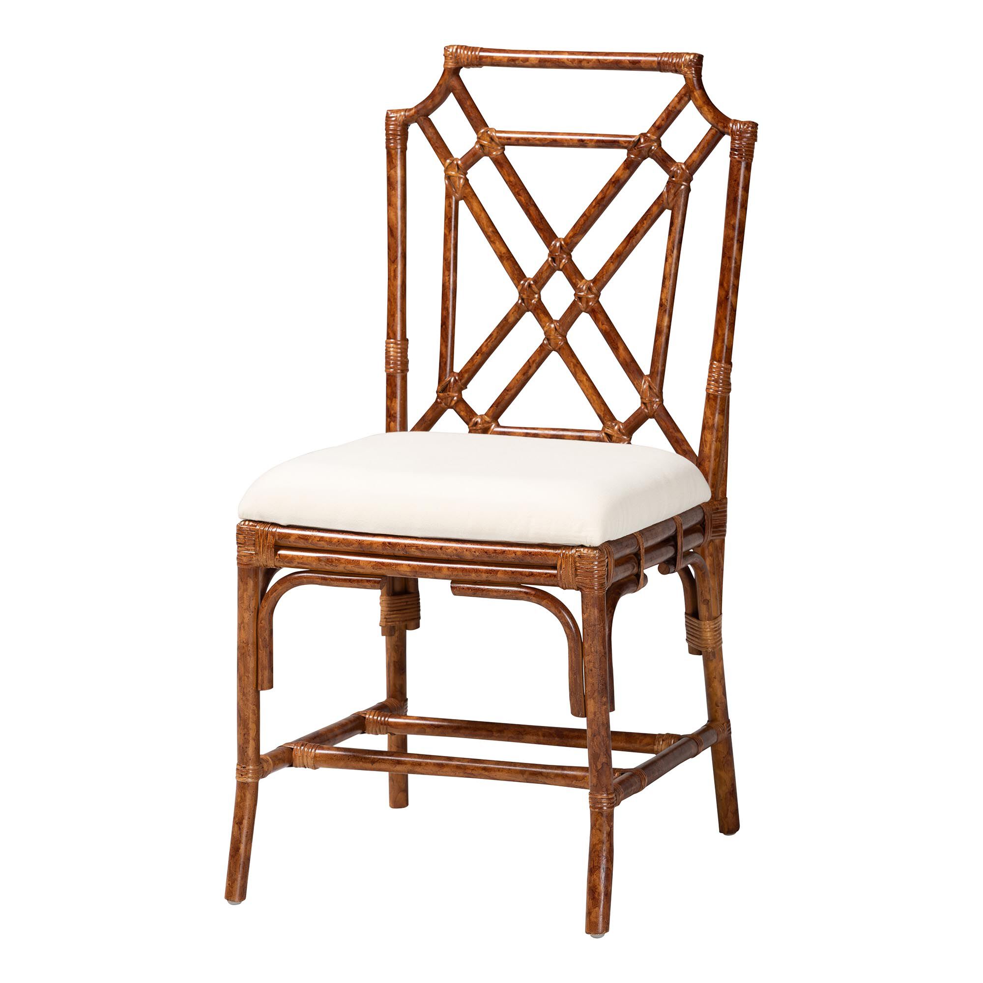 Esmery Marbled Tortoise Natural Rattan Dining Chair, BROWN, alternate image number 1