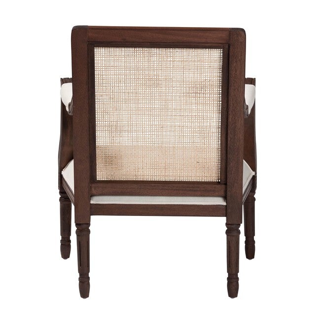 Garridan Traditional French Beige Fabric And Dark Brown Finished Wood Accent Chair, , alternate image number null