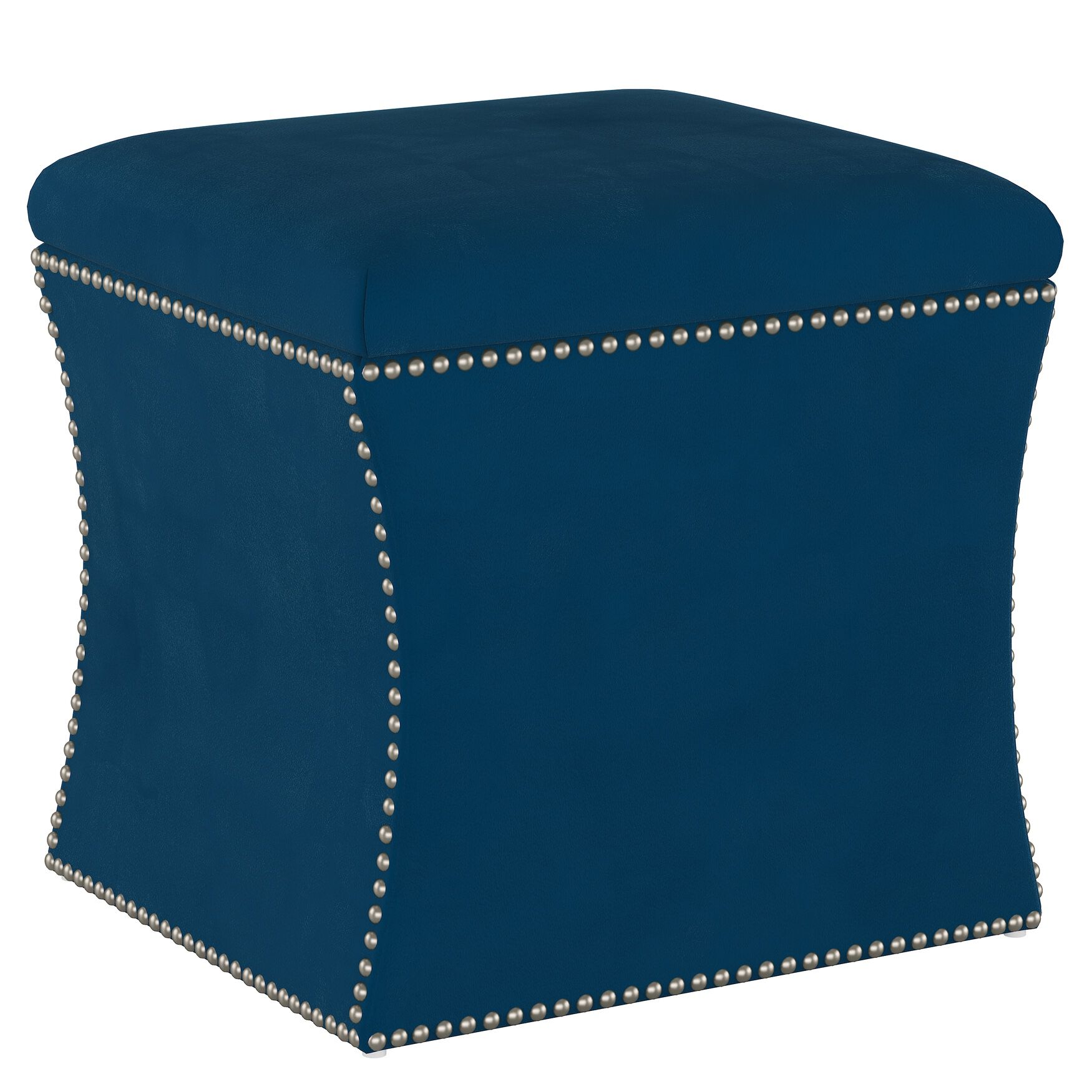 Microsuede Nail Button Storage Ottoman, PREMIER NAVY, hi-res image number 0