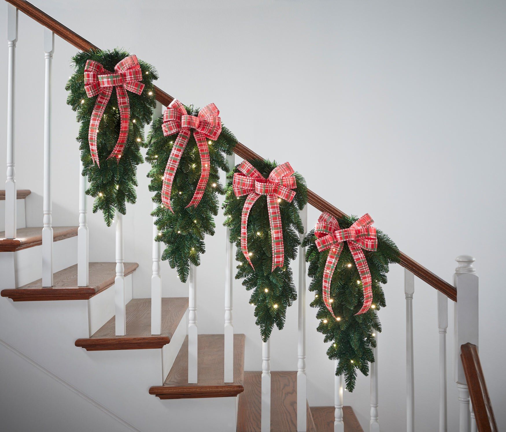 Pre-Lit Swags with Bows, Set of 4