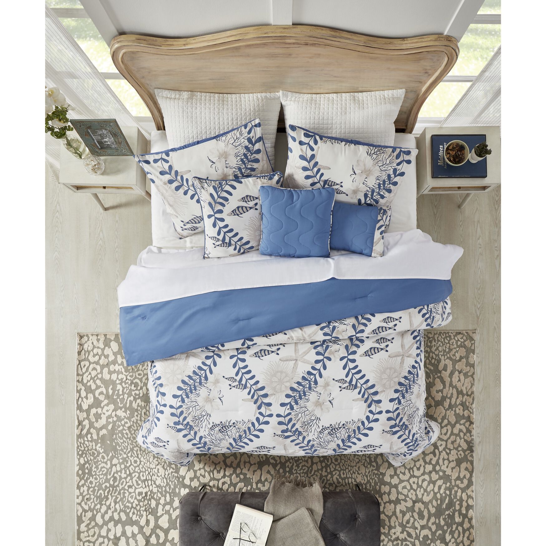 Caspian Collection 100% Microfiber Nautical 6 Piece Comforter Set, , on-hover image number 1