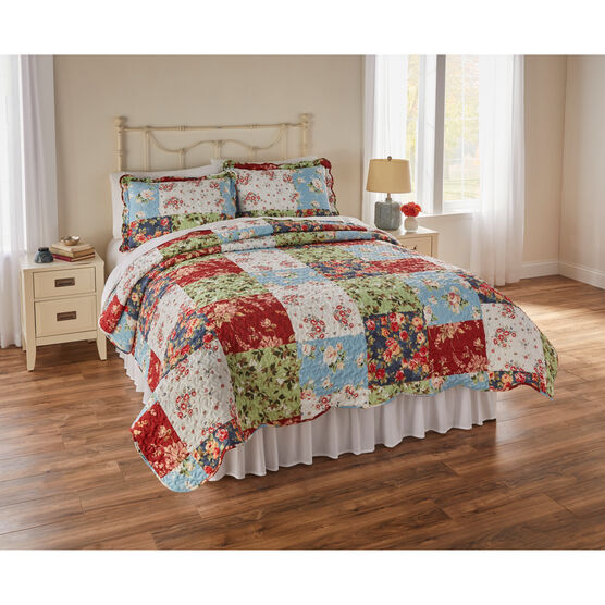 Betty Patchwork 3-PC. Quilt Set, RED BLUE MULTI, hi-res image number null