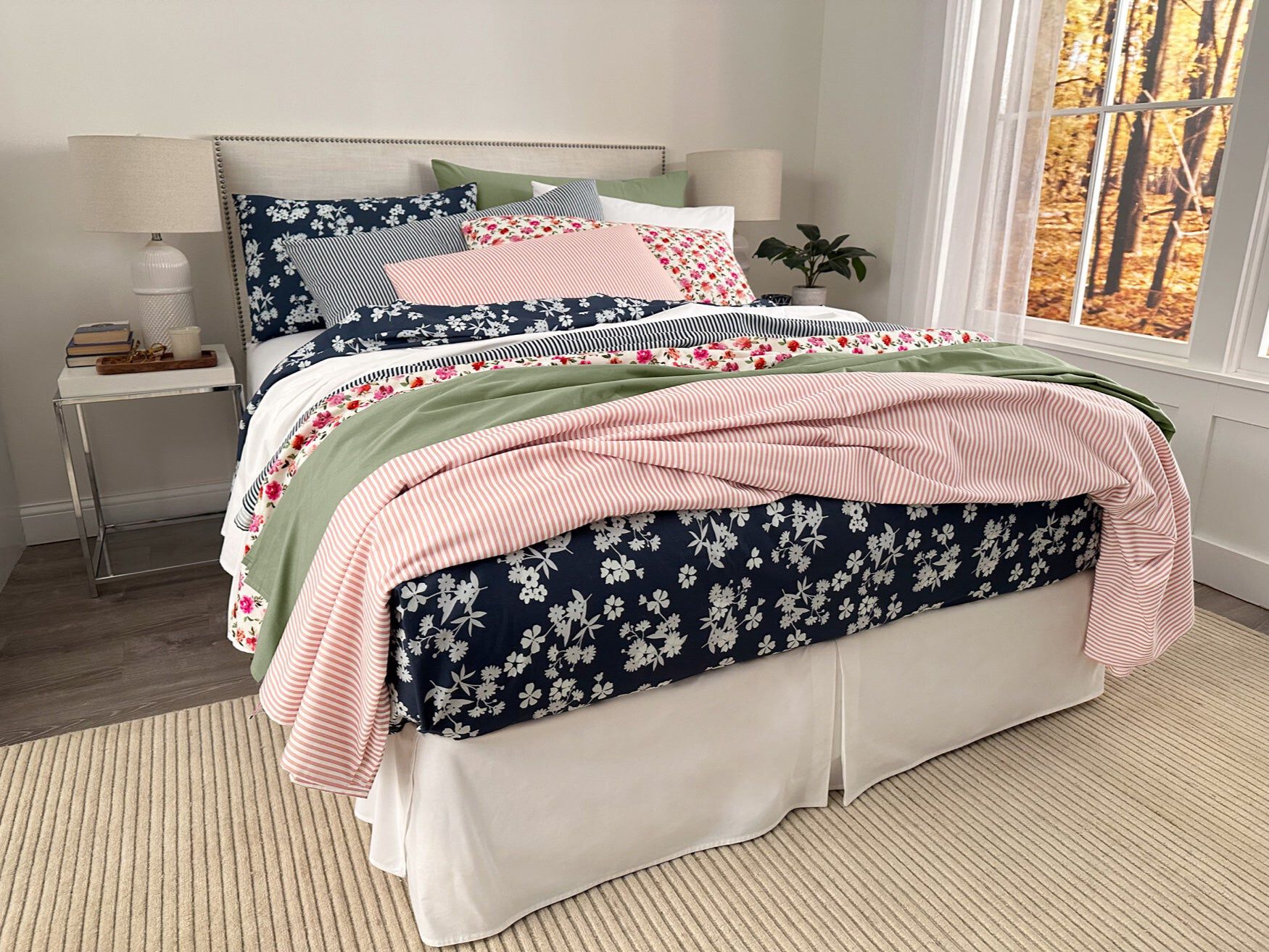 Mix and Match Flat Sheet, PINK STRIPE, hi-res image number 0