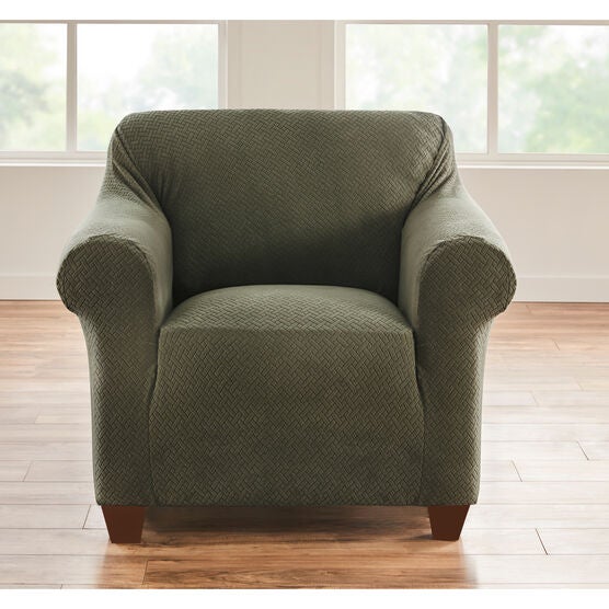 BH STUDIO BASKETWEAVE STRETCH Chair SLIPCOVER, OLIVE, hi-res image number null
