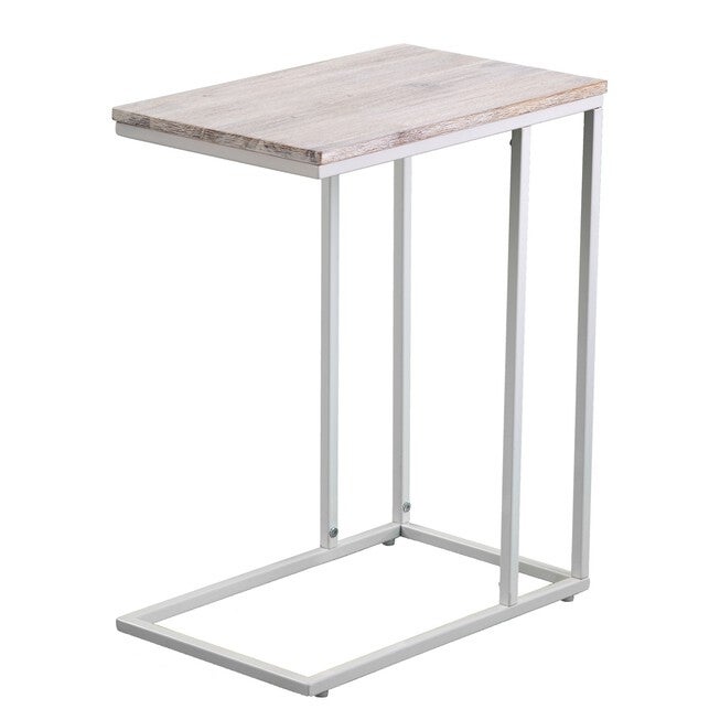 Danner White C Table/Laptop Desk with Acacia Wood Top, , on-hover image number 1