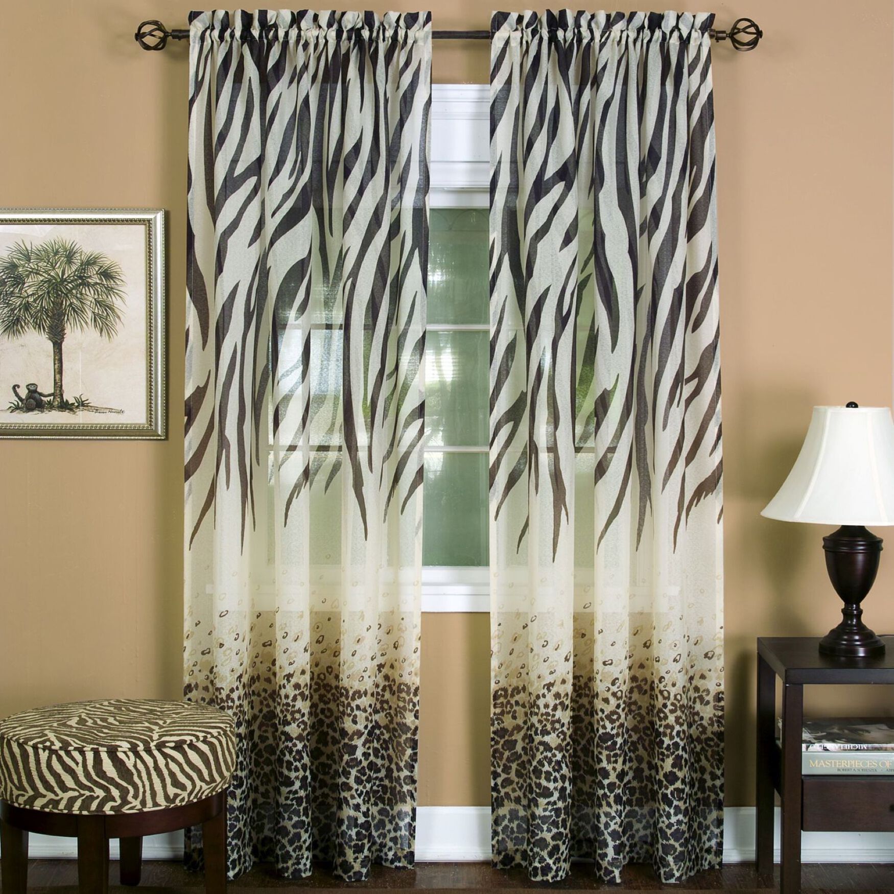 Kenya Window Curtain Panel, BROWN MULTI, hi-res image number 0