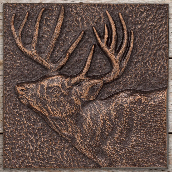 Buck 8 inches x 8 inches Indoor Outdoor Wall Décor, ANTIQUE COPPER, hi-res image number null