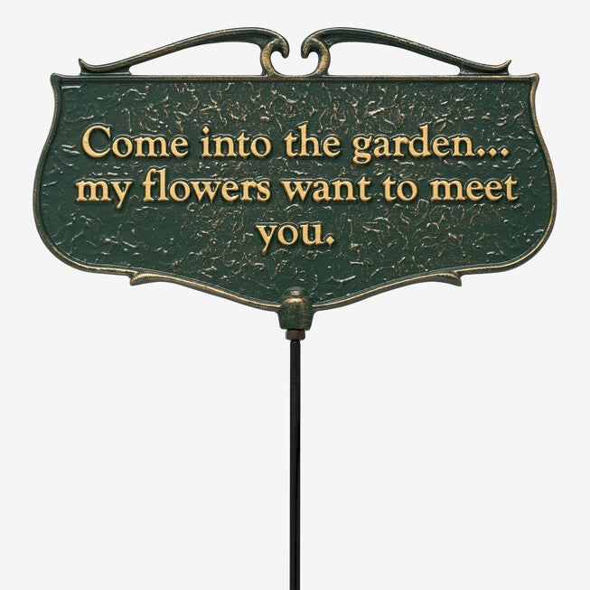 Come Into The Garden My Flowers Want To Meet You - Garden Sign, GREEN, hi-res image number null