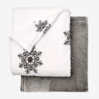 Fleece Blanket + Fleece Throw, CHARCOAL SNOWFLAKE, hi-res image number null
