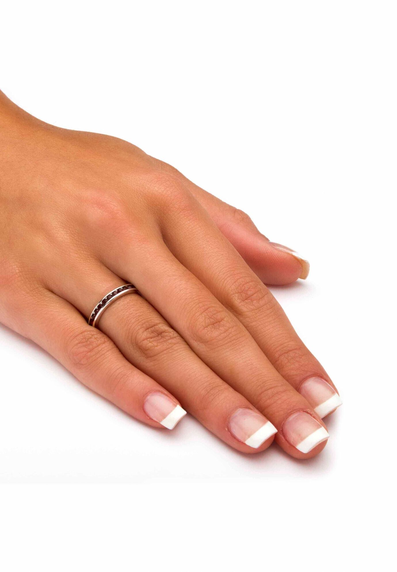 Sterling Silver Simulated Birthstone Stackable Eternity Ring, , alternate image number 2