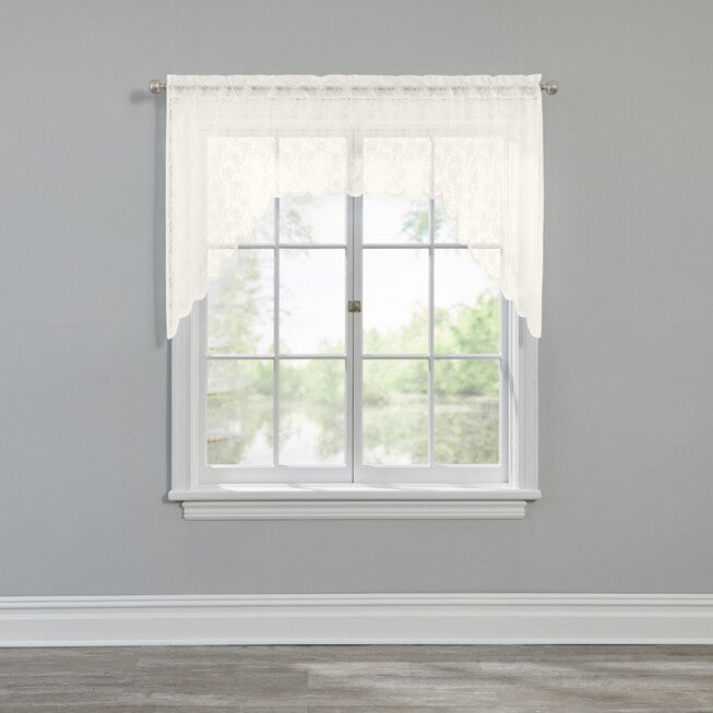 Scarlett Floral Lace 1-Piece Swag, IVORY, hi-res image number 0