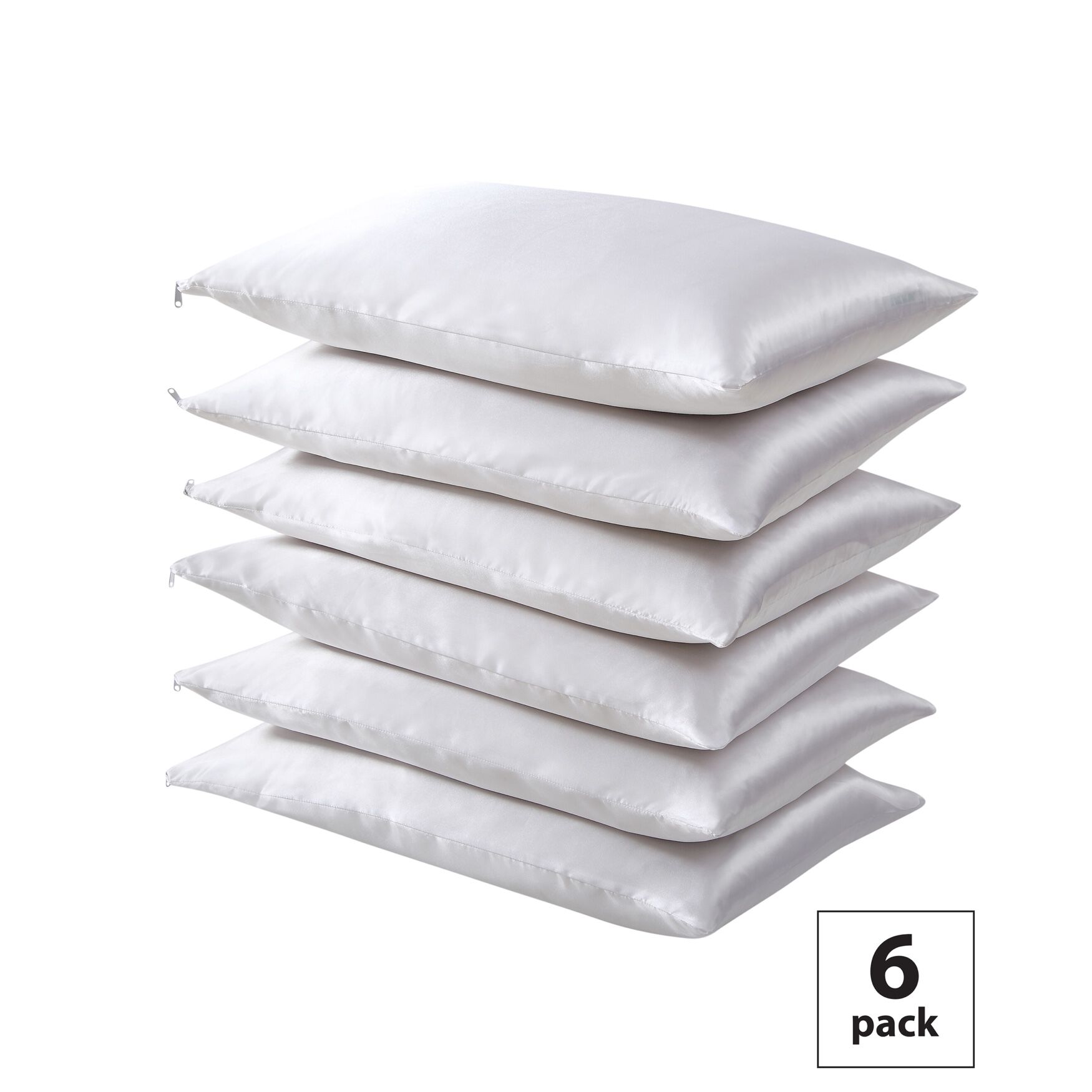 Fresh Ideas Satin Hair Keeper 6-Pack Pillow Protector Set, WHITE, hi-res image number 0