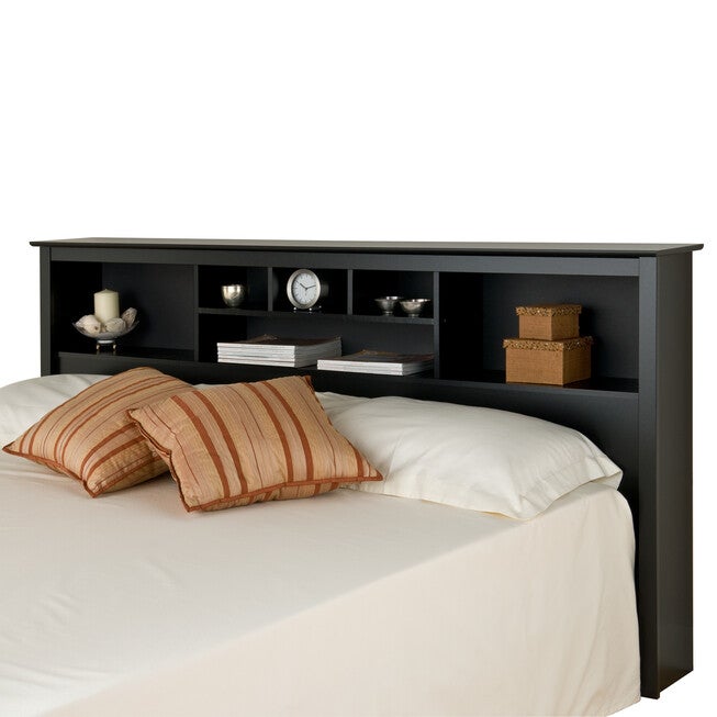 Prepac Sonoma Black King Storage Headboard, BLACK, hi-res image number 0