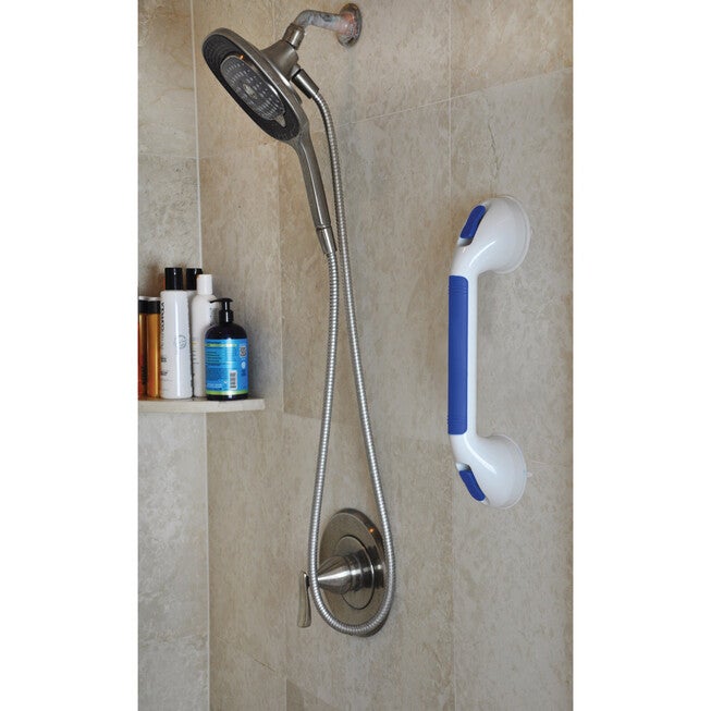 16 1/4 inchesL Suction Grab Bar, WHITE BLUE, hi-res image number 0