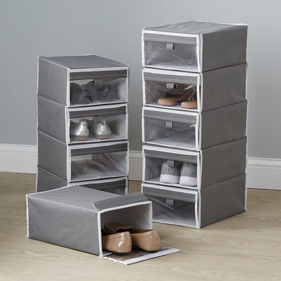 Set of 5 Shoe Storage Boxes, GRAY, hi-res image number null