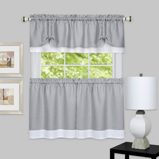 Darcy Window Tier Curtain Set, GREY WHITE, hi-res image number null