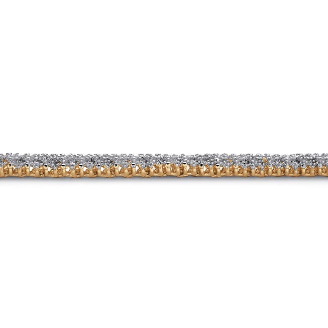 Yellow Gold Plated Round Genuine Diamond Tennis Bracelet (7/8 cttw) (IJ Color, I2-I3 Clarity), , alternate image number 3