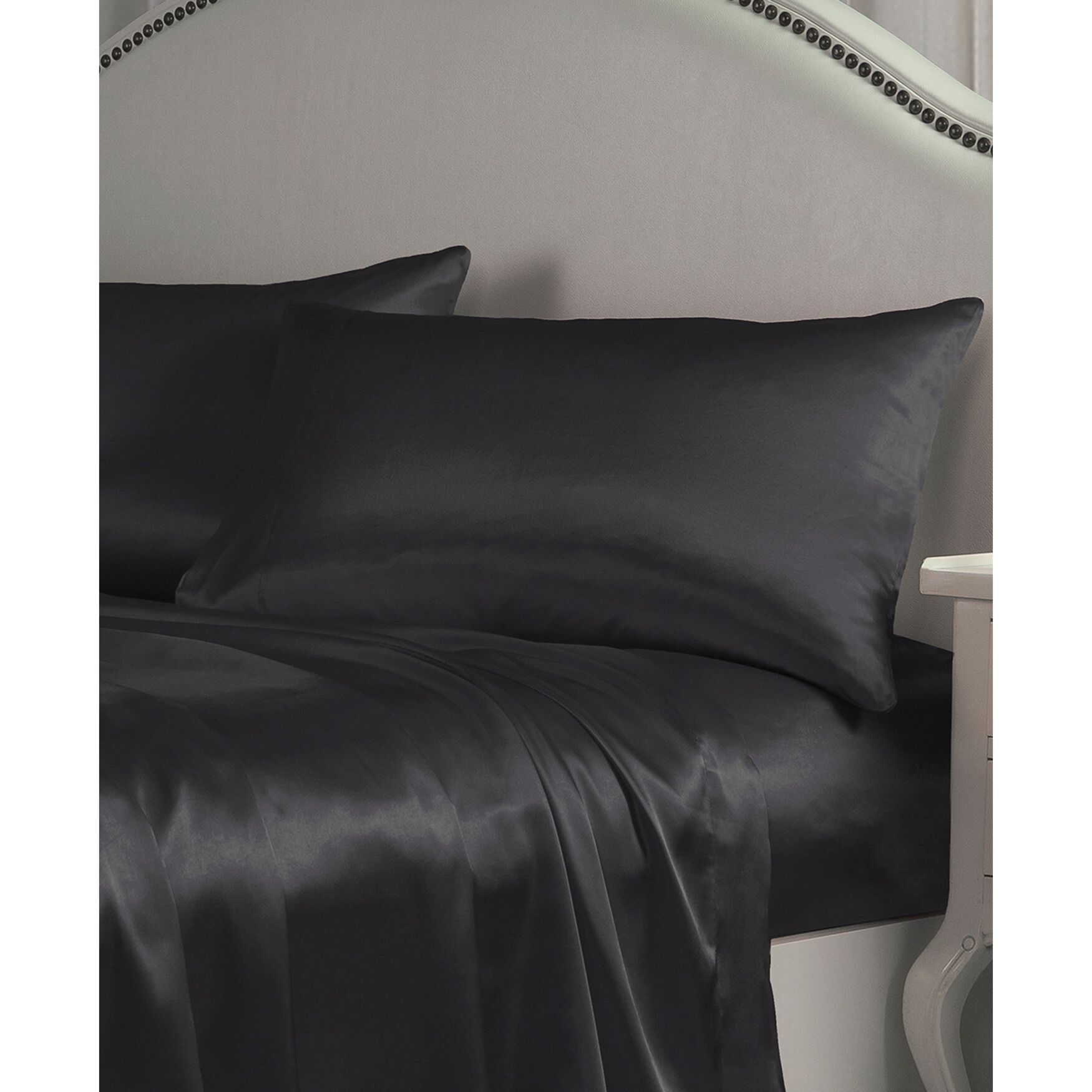 Belles & Whistles Black Satin Sheet Set, , alternate image number 2